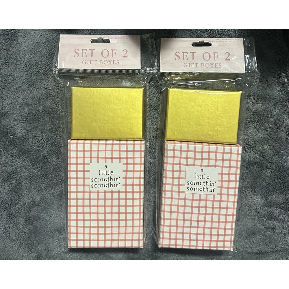 Set of 2 Gift Boxes – Gingham “A Little Somethin’ Somethin’” (2 Packs / 4 Boxes)